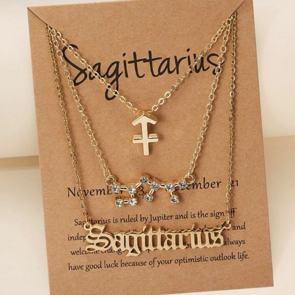 Sagittarius Zodiac Sign Constellation Stackable Necklaces 3pc